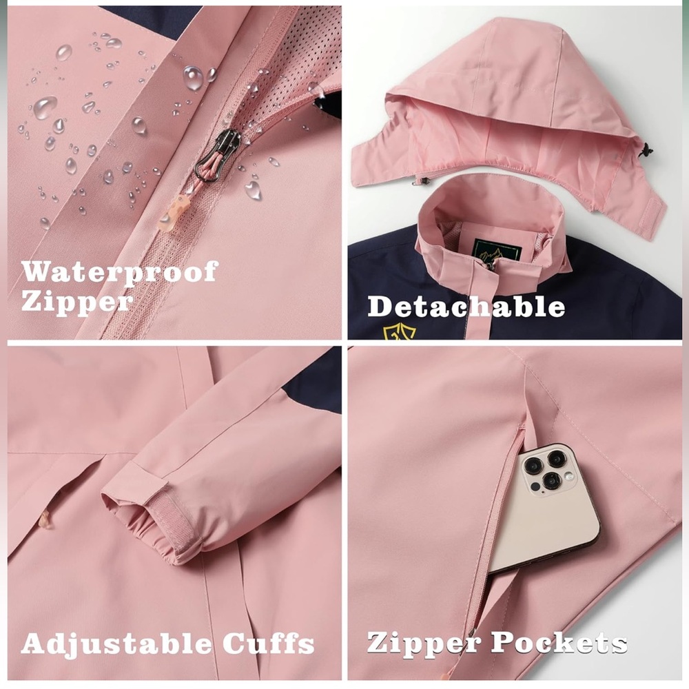 GIISAM Lightweight Rain Jacket for Women, Windbreaker with Hood - Picture 4 of 8